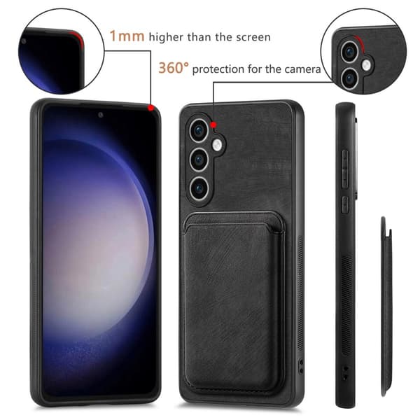 SKALO Samsung S23 FE PU-Läder Skal med avtagbar Magnet Plånbok - Svart