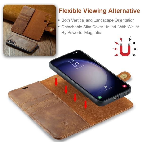 DG MING Samsung S23 FE 2-i-1 Magnet Plånboksfodral - Brun