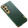 Miniatyrbillede 1 af 5: SKALO Samsung S24 Crocodile Guldkant Cover - Grøn