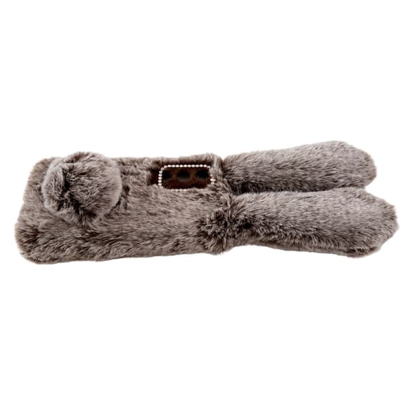 SKALO Samsung S24 3D Soft Furry Bunny Ears Cover - Brun