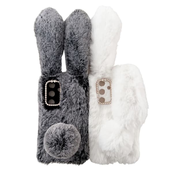 SKALO Samsung S24 3D Soft Furry Bunny Ears Cover - Brun