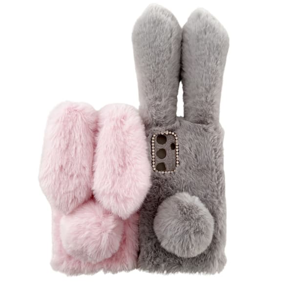SKALO Samsung S24 3D Soft Furry Bunny Ears Cover - Brun