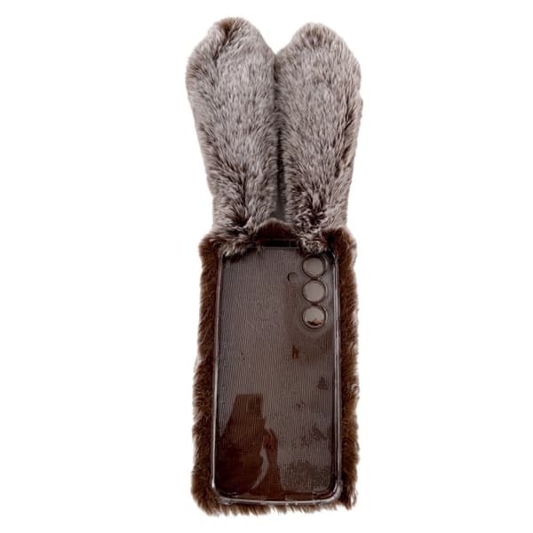 SKALO Samsung S24 3D Soft Furry Bunny Ears Cover - Brun