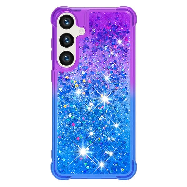 SKALO Samsung S24 Kvicksand Glitter Hjärtan TPU-skal - Lila-Blå