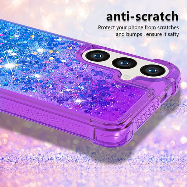 SKALO Samsung S24 Kvicksand Glitter Hjärtan TPU-skal - Lila-Blå