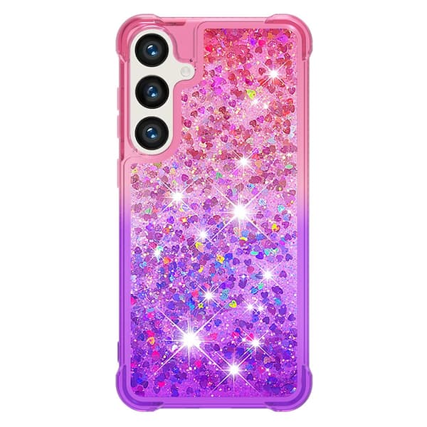 SKALO Samsung S24 Juoksuhiekka Glitter Sydämet TPU kuori - Pinkki-Violetti
