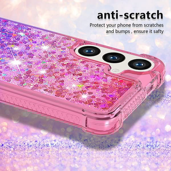 SKALO Samsung S24 Juoksuhiekka Glitter Sydämet TPU kuori - Pinkki-Violetti