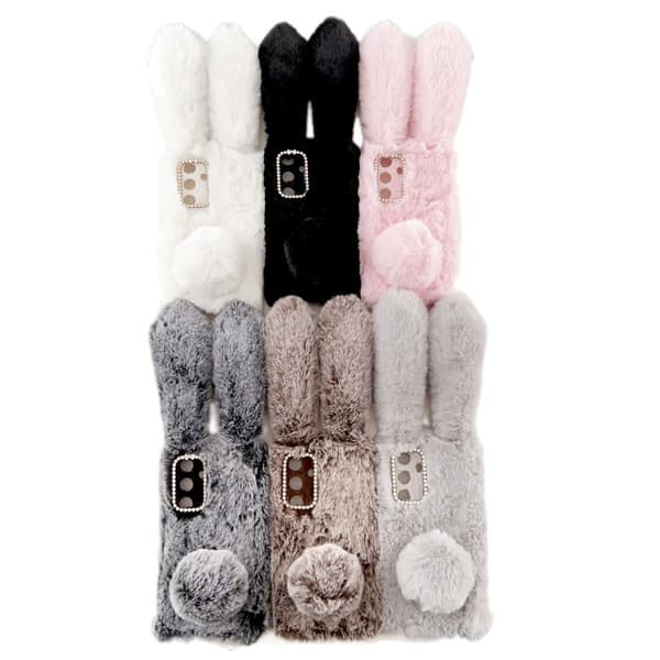 SKALO Samsung S24 3D Soft Furry Bunny Ears Cover - Hvid