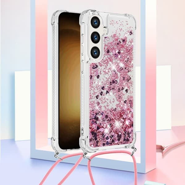 SKALO Samsung S24 Kvicksand Glitter Mobile Collar - Pink
