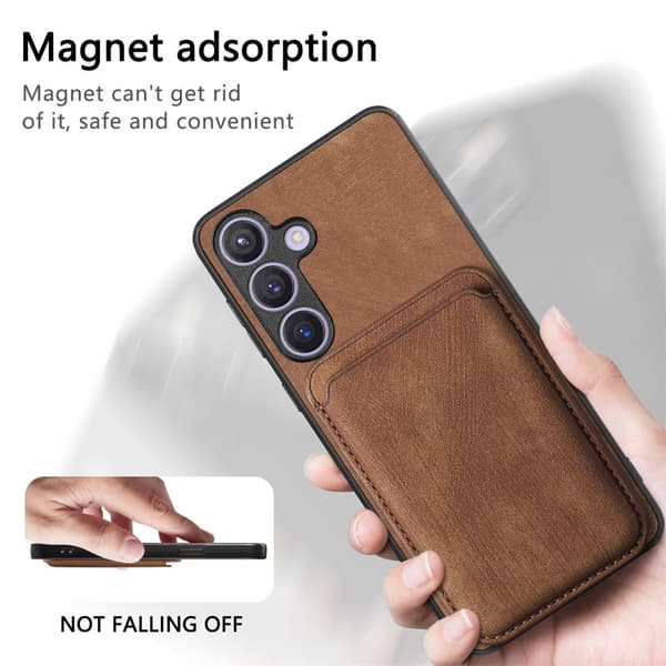 SKALO Samsung S24 PU-læderskal med aftagelig magnetisk pung - Brun