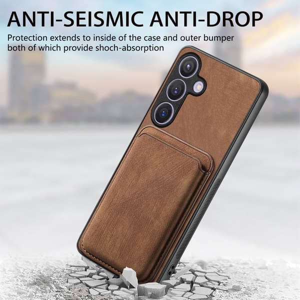 SKALO Samsung S24 PU-læderskal med aftagelig magnetisk pung - Brun