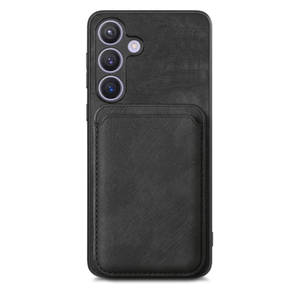 SKALO Samsung S24 PU-nahkakuori, jossa on irrotettava magneettinen lompakko - Musta