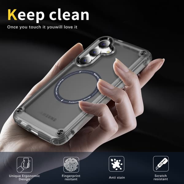 SKALO Samsung S24 Transparent TPU Magnet/Metal Cover - Sort