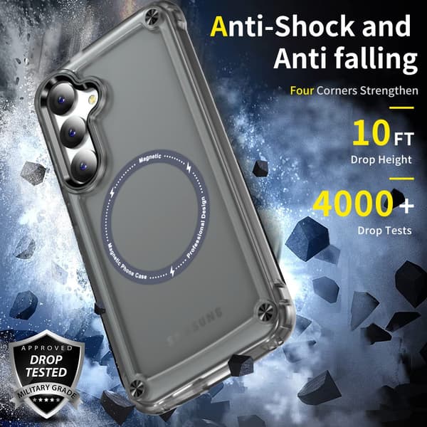 SKALO Samsung S24 Transparent TPU Magnet/Metal Cover - Sort