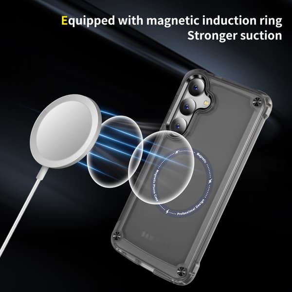 SKALO Samsung S24 Transparent TPU Magnet/Metal Cover - Sort
