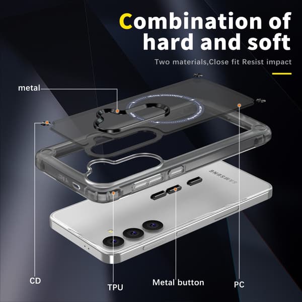 SKALO Samsung S24 Transparent TPU Magnet/Metal Cover - Sort