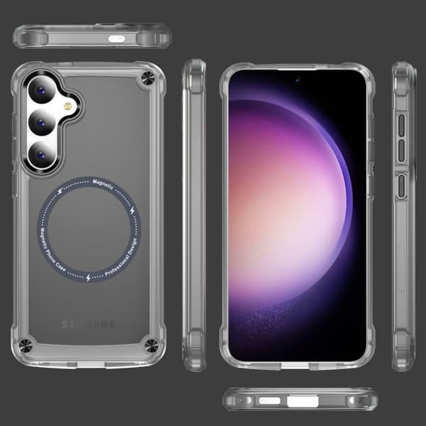 SKALO Samsung S24 Transparent TPU Magnet/Metal Cover - Sort