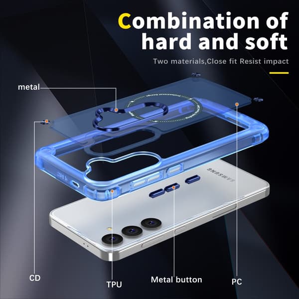 SKALO Samsung S24 Transparent TPU Magnet/Metall Skal - Blå