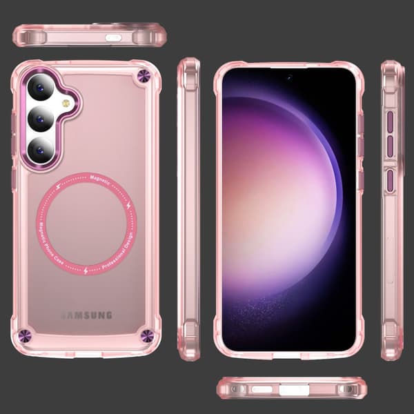 SKALO Samsung S24 Transparent TPU Magnet/Metal Cover - Pink
