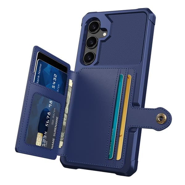 SKALO Samsung S24 Stødsikker cover med pung - Blå