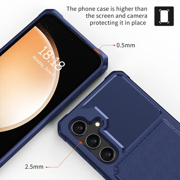 SKALO Samsung S24 Stødsikker cover med pung - Blå
