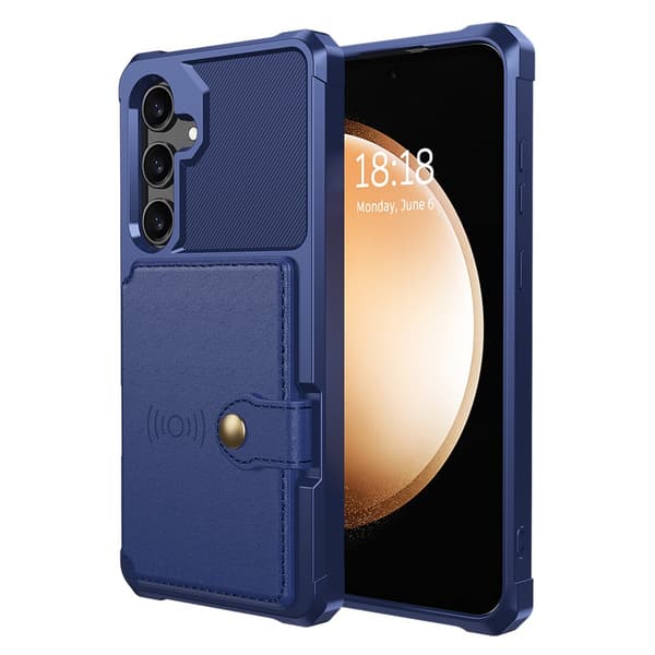 SKALO Samsung S24 Stødsikker cover med pung - Blå