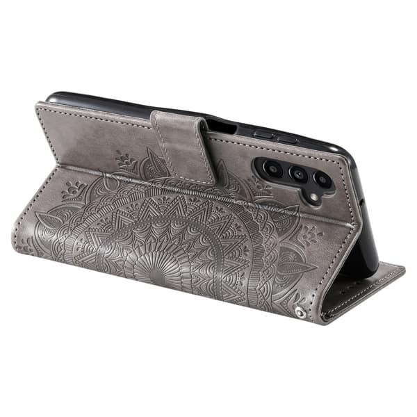 SKALO Samsung S24 Mandala lompakkokotelo - Harmaa