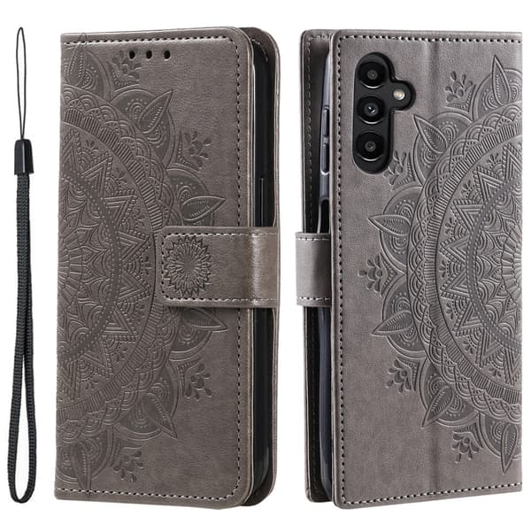 SKALO Samsung S24 Mandala lompakkokotelo - Harmaa