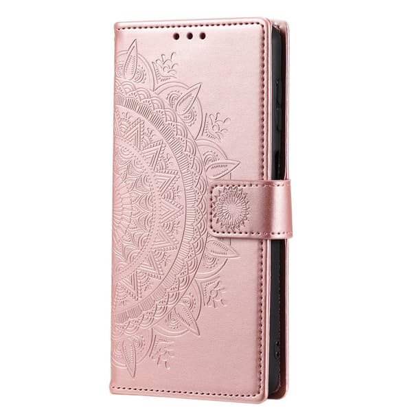 SKALO Samsung S24 Mandala lompakkokotelo - Ruusukulta