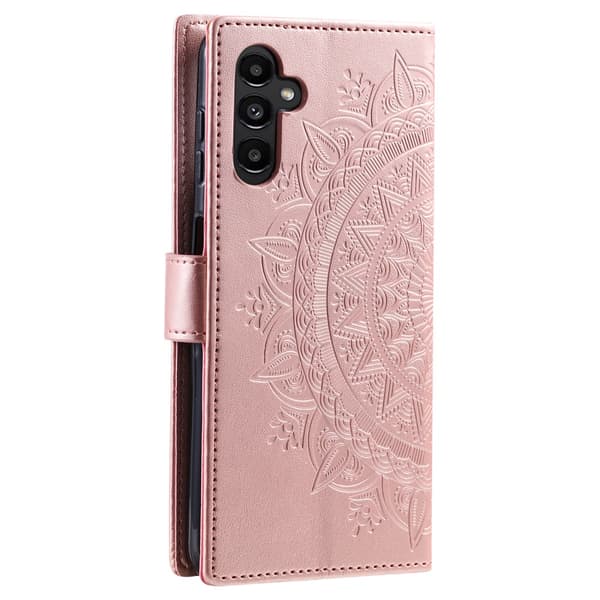 SKALO Samsung S24 Mandala lompakkokotelo - Ruusukulta