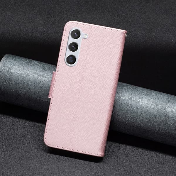 SKALO Samsung S24 Litchi Lompakkokotelo - Ruusukulta