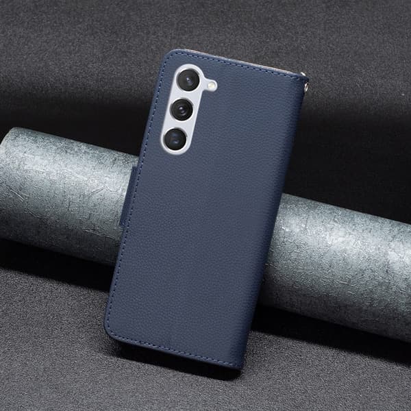 SKALO Samsung S24 Litchi Plånboksfodral - Mörkblå