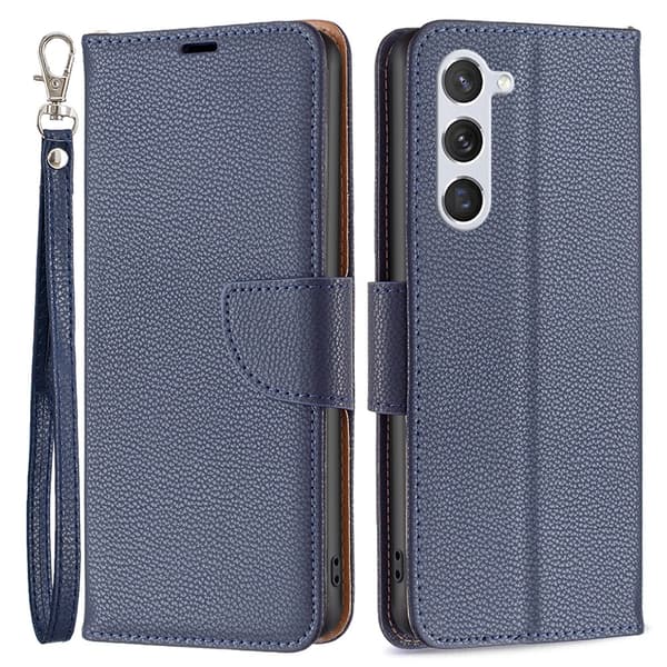 SKALO Samsung S24 Litchi Plånboksfodral - Mörkblå