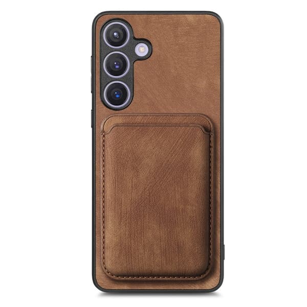 SKALO Samsung S24+ PU-læderskal med aftagelig magnetisk pung - Brun