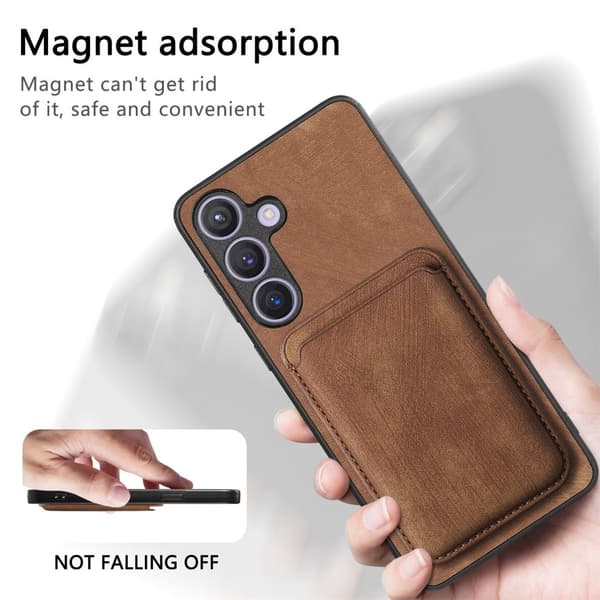 SKALO Samsung S24+ PU-læderskal med aftagelig magnetisk pung - Brun