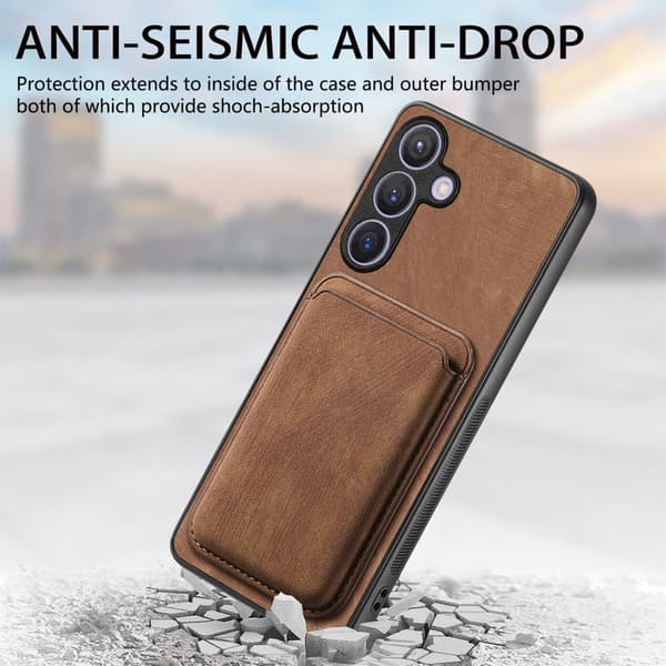 SKALO Samsung S24+ PU-læderskal med aftagelig magnetisk pung - Brun