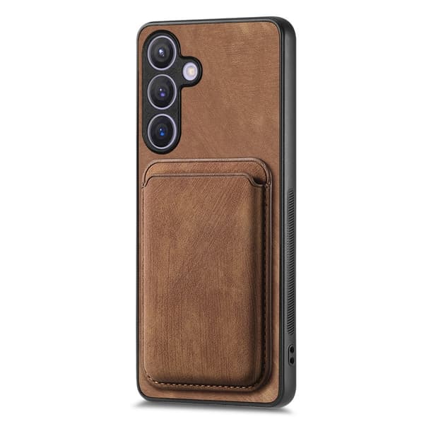 SKALO Samsung S24+ PU-læderskal med aftagelig magnetisk pung - Brun