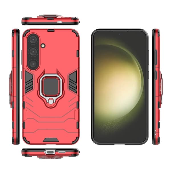 SKALO Samsung S24+ Armor Hybridi metallirengas kuori - Punainen