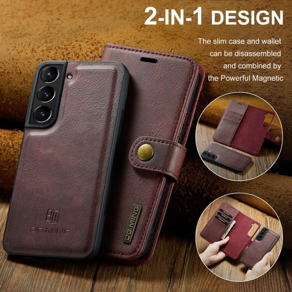 DG MING Samsung S24+ 2-i-1 Magnet Plånboksfodral - Röd