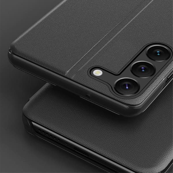 SKALO Samsung S24+ Clear View Window Kotelo - Musta
