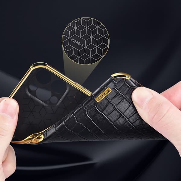SKALO Samsung S24 Ultra Crocodile Guldkant Cover - Grøn