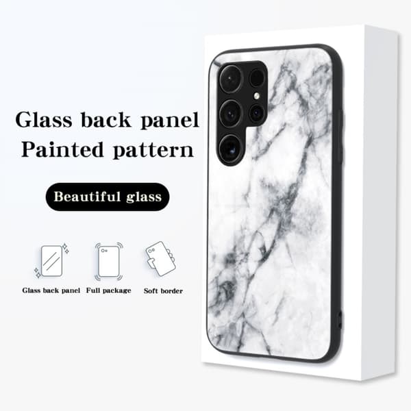SKALO Samsung S24 Ultra Marmor hærdet glas TPU Cover - #3
