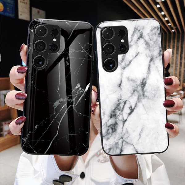SKALO Samsung S24 Ultra Marmor hærdet glas TPU Cover - #3