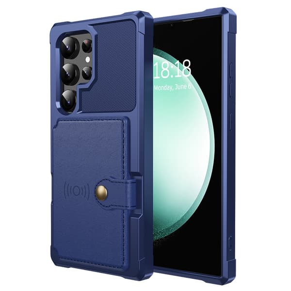 SKALO Samsung S24 Ultra Stødsikker cover med pung - Blå