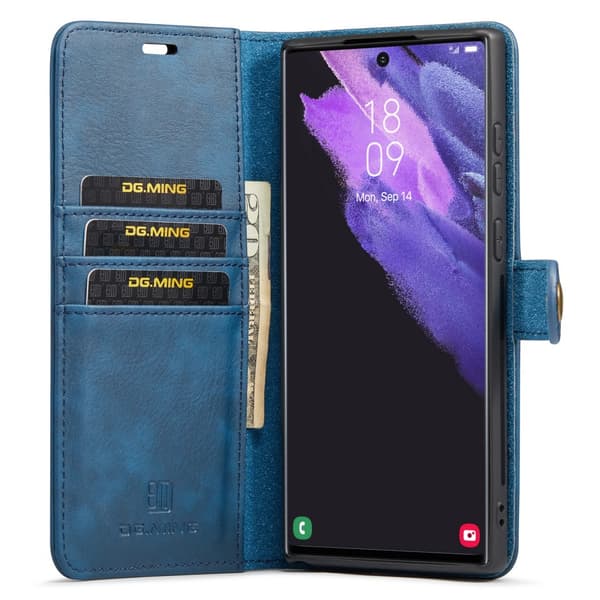 DG MING Samsung S24 Ultra 2-in-1 magneetti lompakkokotelo - Sininen
