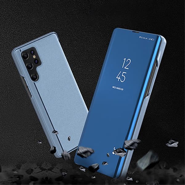 SKALO Samsung S24 Ultra Clear View Flip Cover - Blå