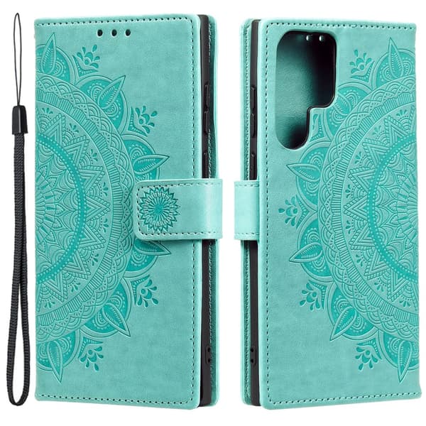 SKALO Samsung S24 Ultra Mandala Plånboksfodral - Turkos