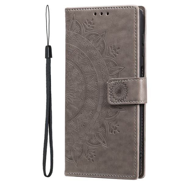 SKALO Samsung S24 Ultra Mandala Flip Cover - Grå