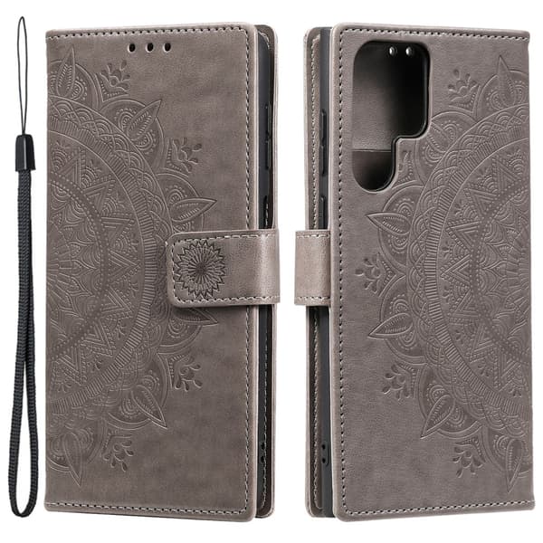 SKALO Samsung S24 Ultra Mandala Plånboksfodral - Grå