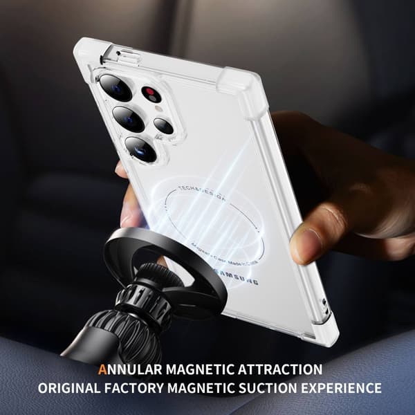 SKALO Samsung S24 Ultra Ekstra stærk magnetisk ring Bumper TPU-cover - Hvid